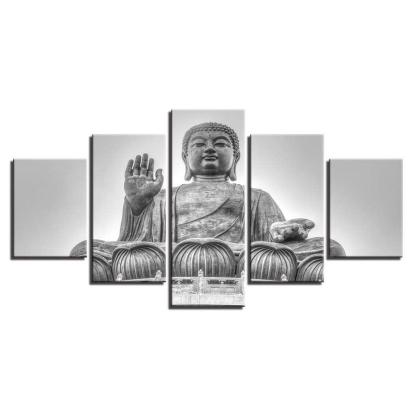 Buddha 5 Piece HD Multi Panel Canvas Wall Art Frame-Original Frame