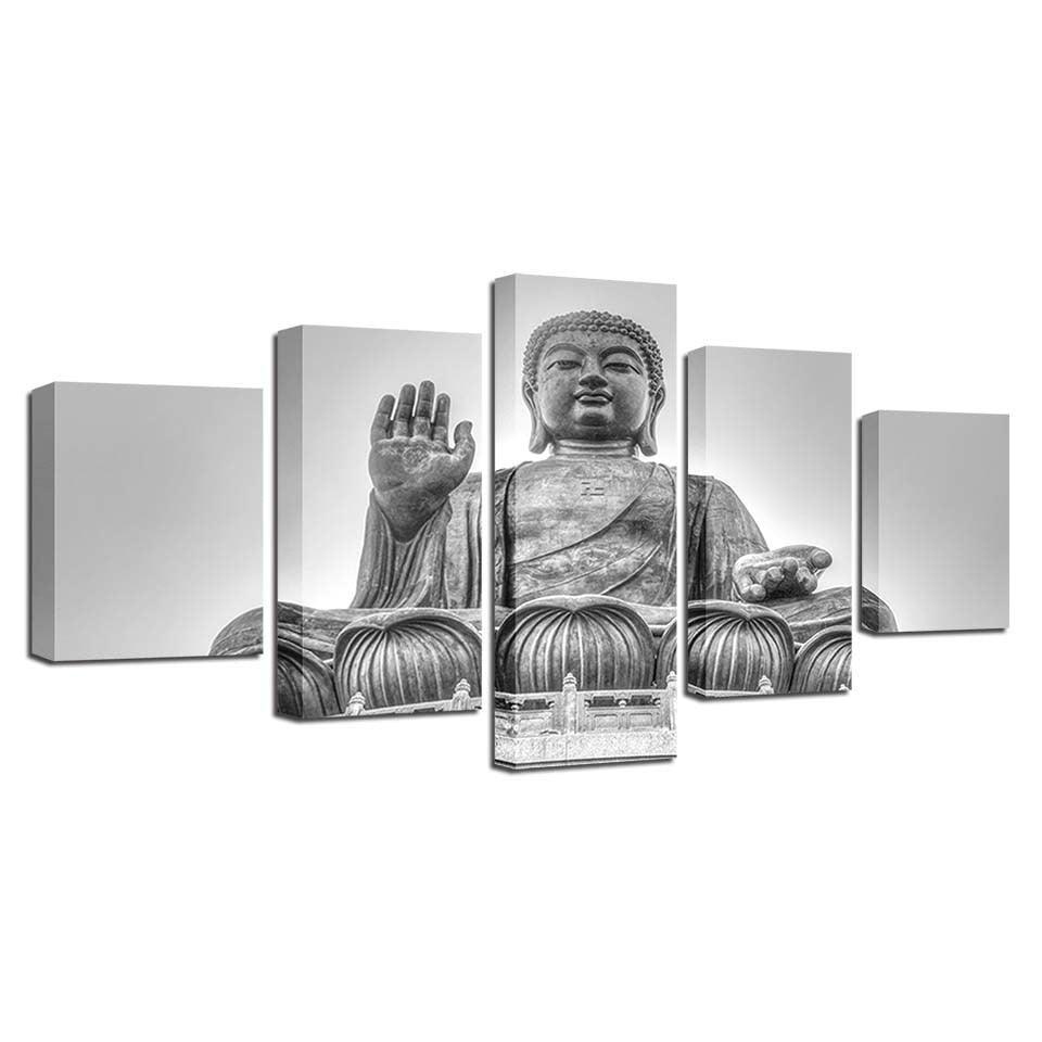 Buddha 5 Piece HD Multi Panel Canvas Wall Art Frame-Original Frame