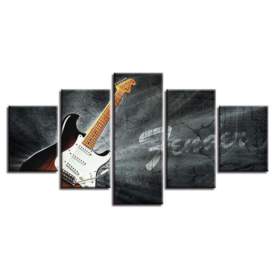 Guitar 5 Piece HD Multi Panel Canvas Wall Art-Original Frame