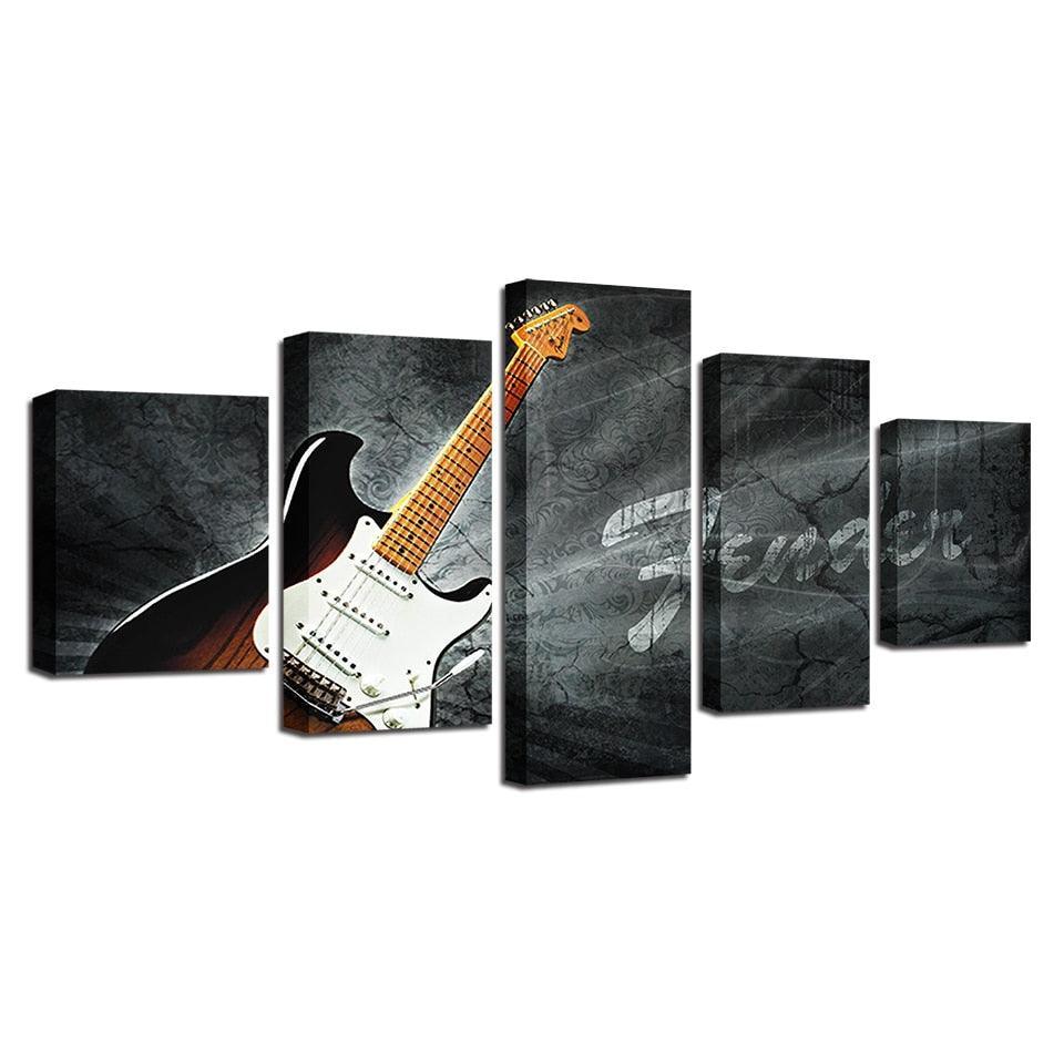 Guitar 5 Piece HD Multi Panel Canvas Wall Art-Original Frame