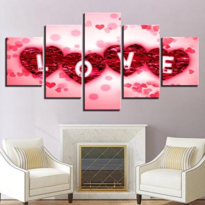 Rose Petals Love 5 Piece HD Multi Panel Canvas Wall Art Frame-Original Frame