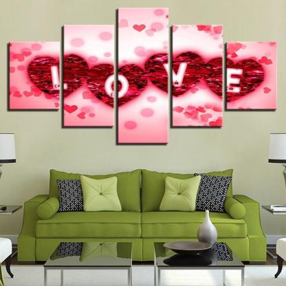 Rose Petals Love 5 Piece HD Multi Panel Canvas Wall Art Frame-Original Frame