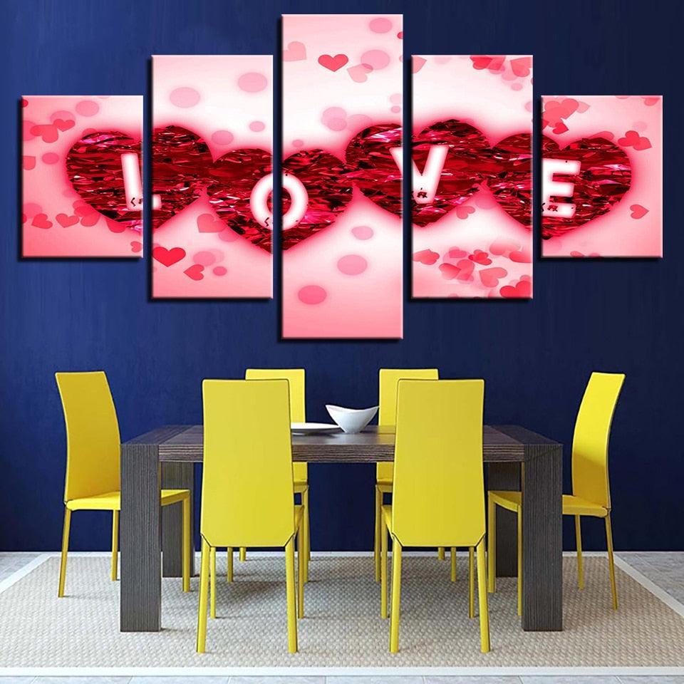 Rose Petals Love 5 Piece HD Multi Panel Canvas Wall Art Frame-Original Frame