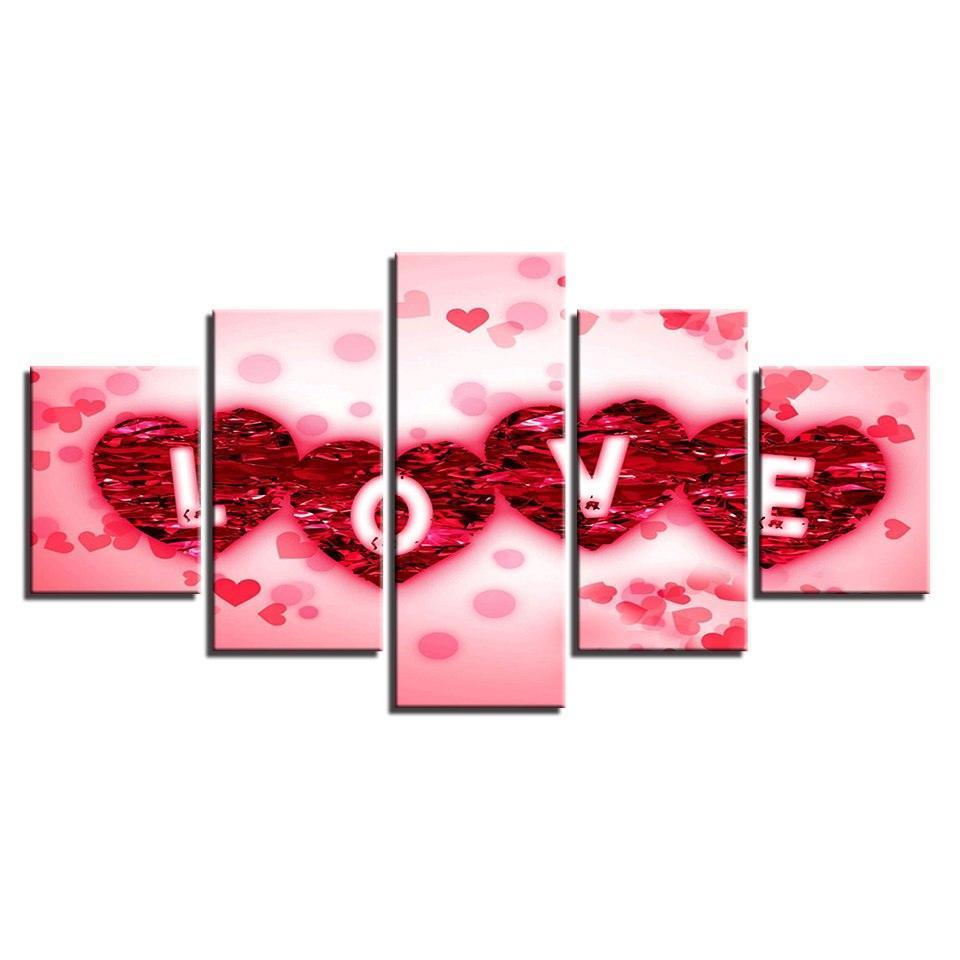 Rose Petals Love 5 Piece HD Multi Panel Canvas Wall Art Frame-Original Frame