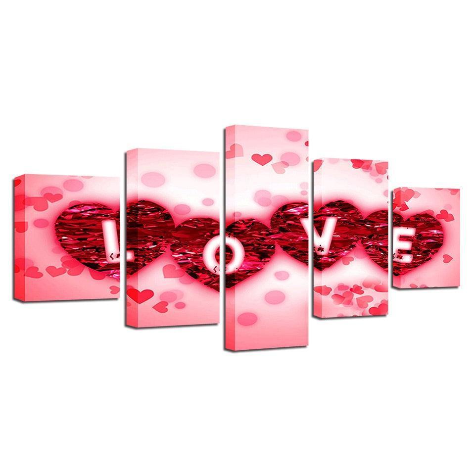 Rose Petals Love 5 Piece HD Multi Panel Canvas Wall Art Frame-Original Frame