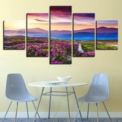 Sunset Hills 5 Piece HD Multi Panel Canvas Wall Art Frame-Original Frame