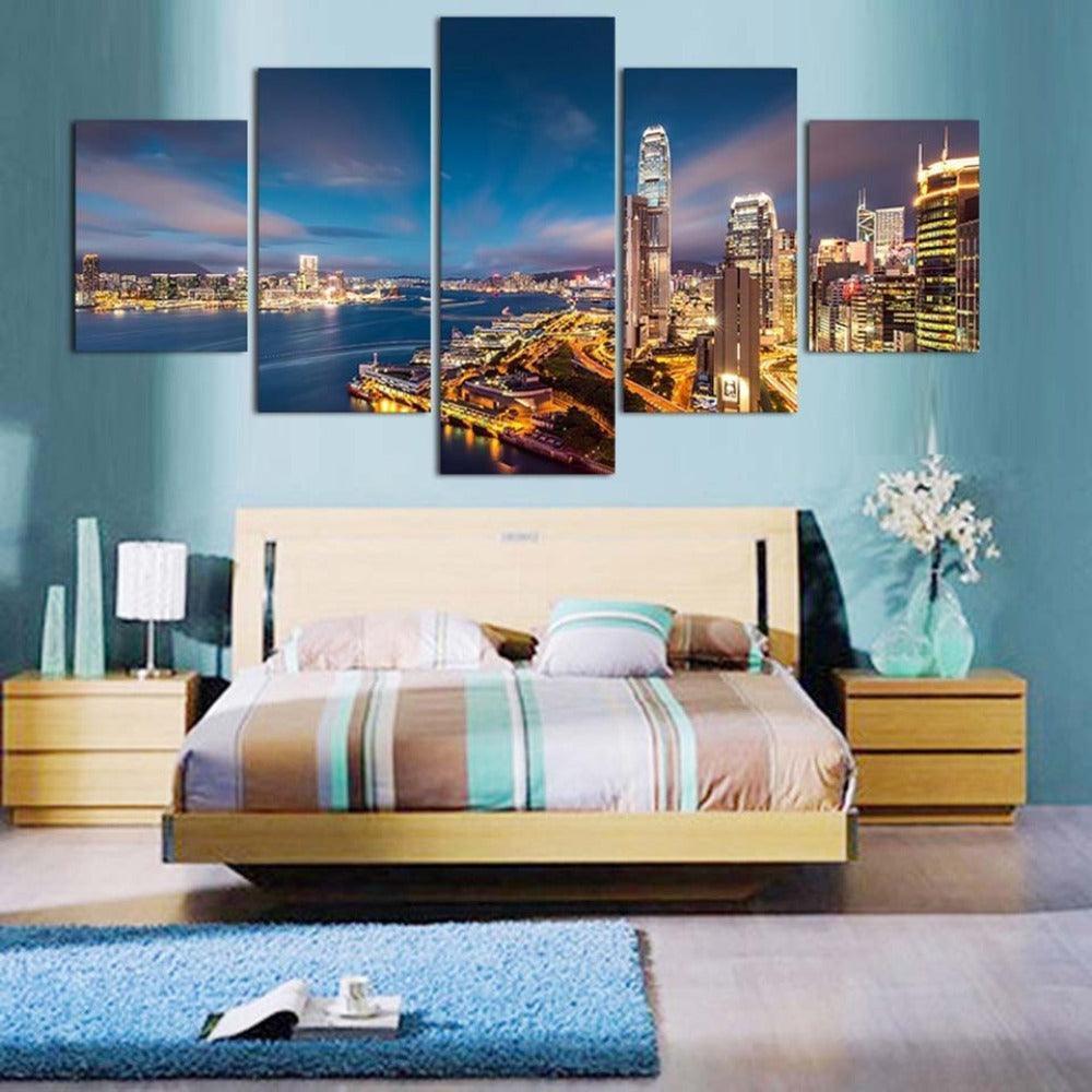 High Rise Building 5 Piece HD Multi Panel Canvas Wall Art Frame-Original Frame