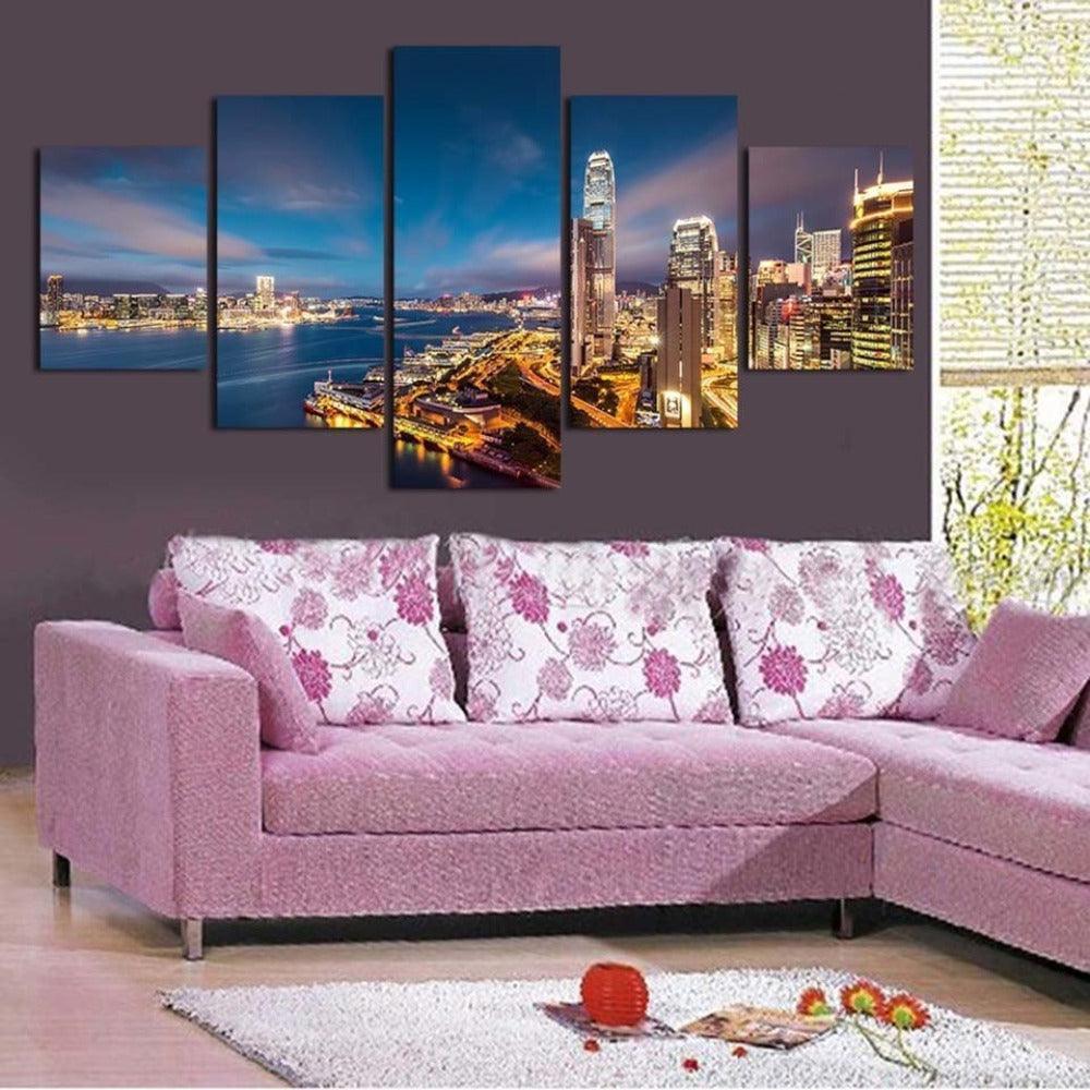 High Rise Building 5 Piece HD Multi Panel Canvas Wall Art Frame-Original Frame