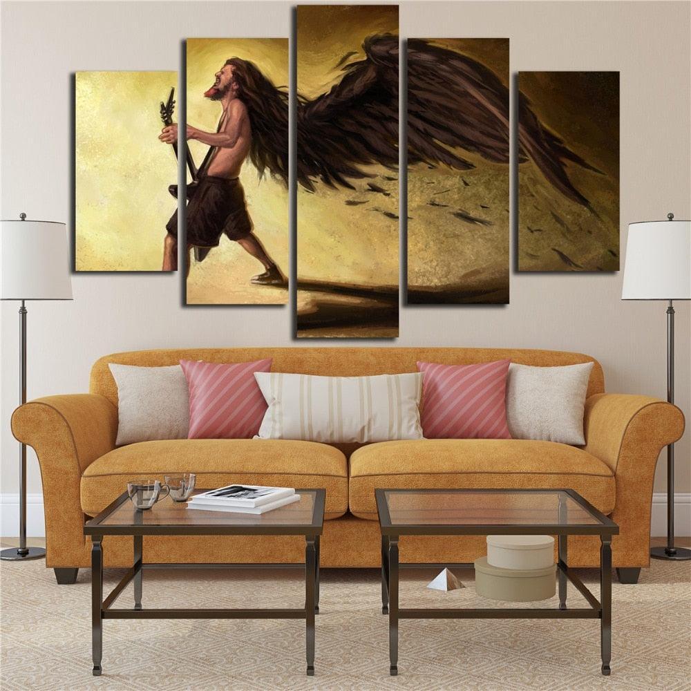 Singer Playing The Guitar 5 Piece HD Multi Panel Canvas Wall Art Frame-Original Frame