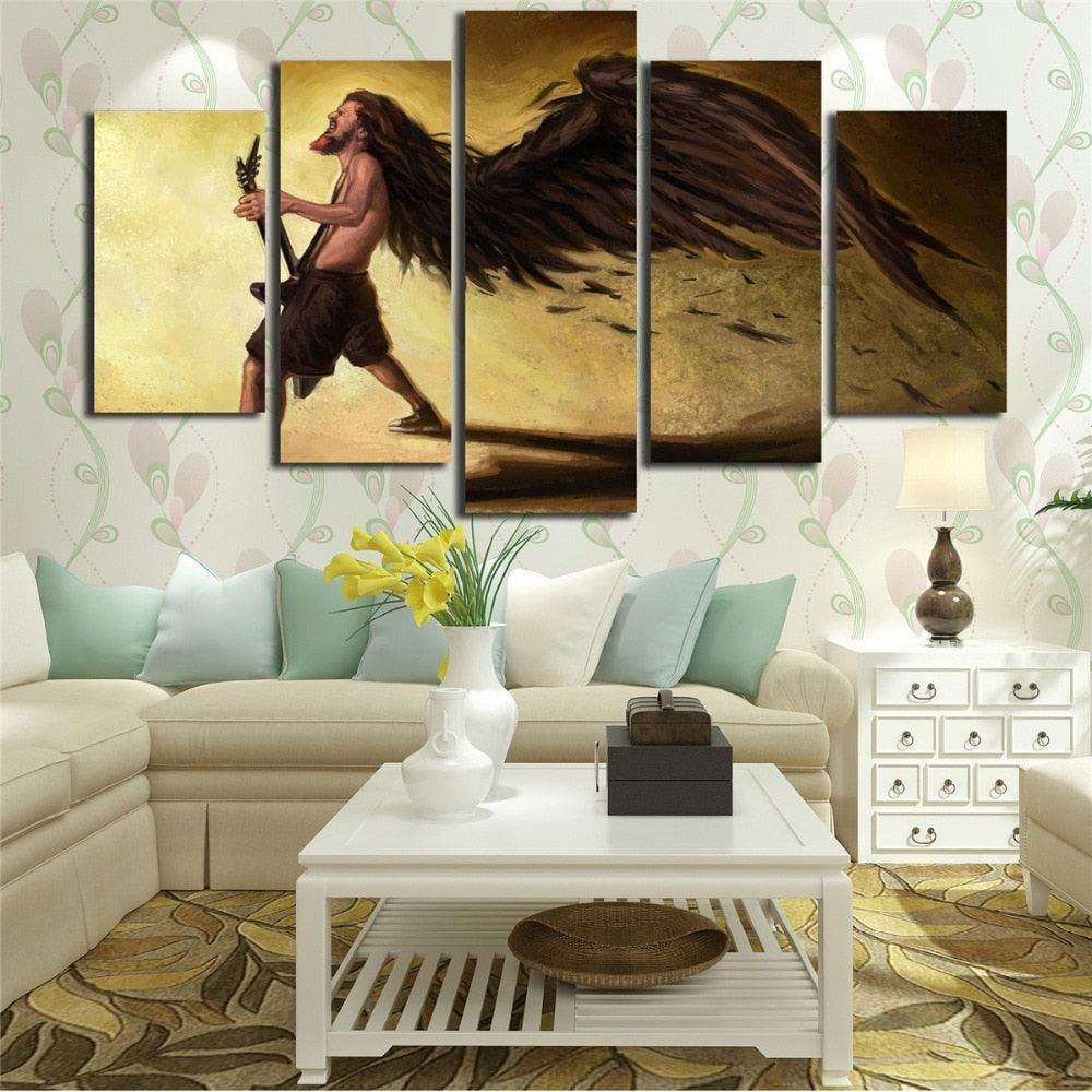 Singer Playing The Guitar 5 Piece HD Multi Panel Canvas Wall Art Frame-Original Frame