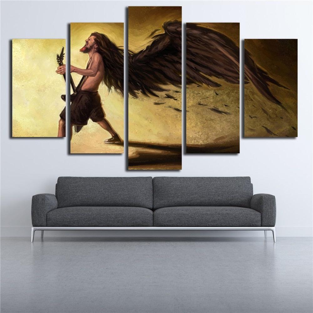 Singer Playing The Guitar 5 Piece HD Multi Panel Canvas Wall Art Frame-Original Frame