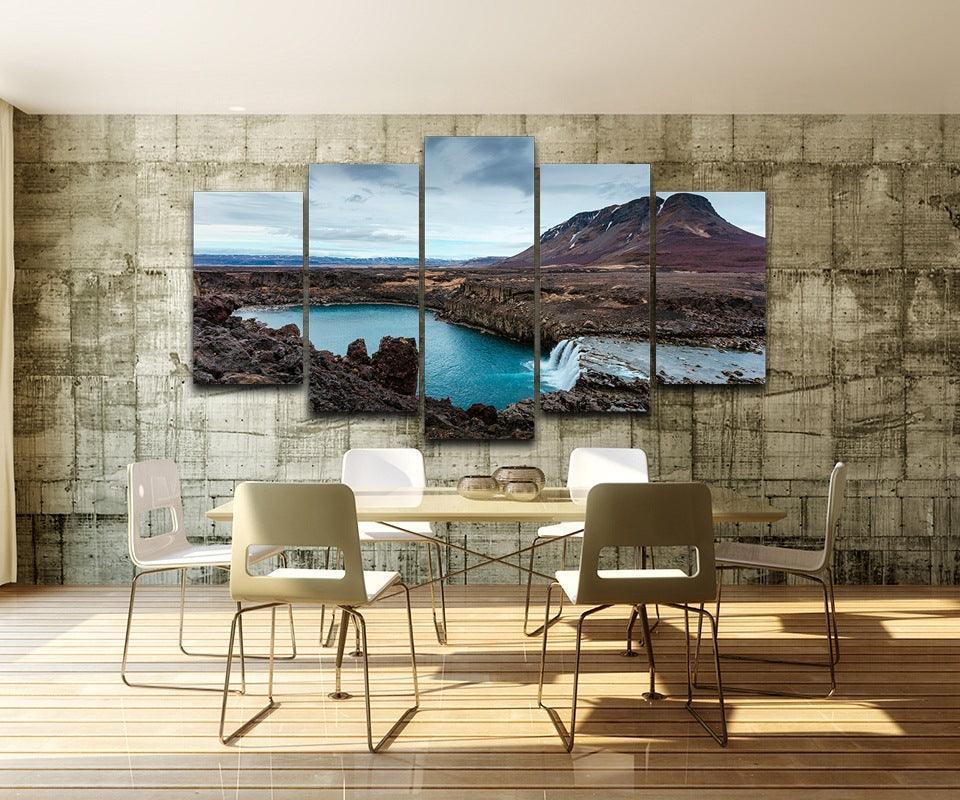 Iceland 5 Piece HD Multi Panel Canvas Wall Art Frame-Original Frame