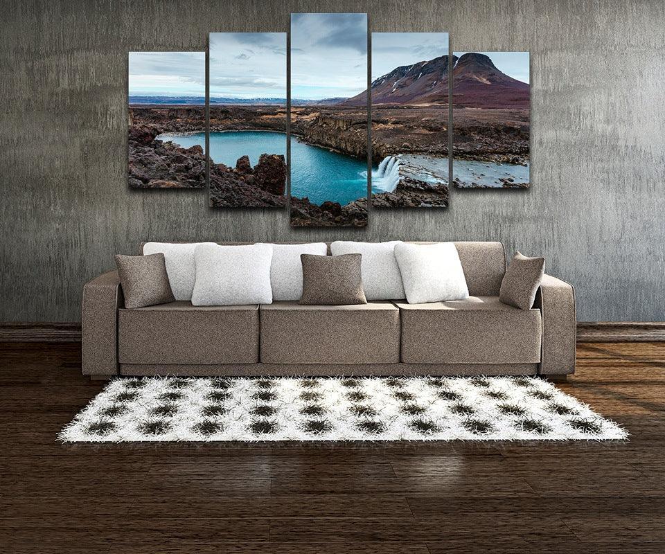 Iceland 5 Piece HD Multi Panel Canvas Wall Art Frame-Original Frame