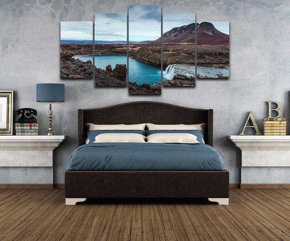 Iceland 5 Piece HD Multi Panel Canvas Wall Art Frame-Original Frame