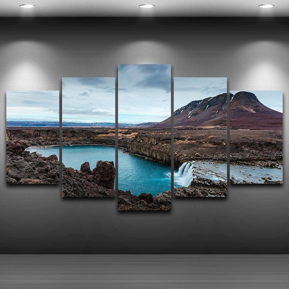 Iceland 5 Piece HD Multi Panel Canvas Wall Art Frame-Original Frame