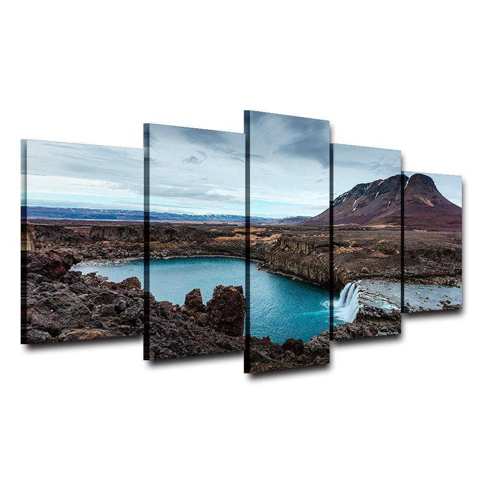 Iceland 5 Piece HD Multi Panel Canvas Wall Art Frame-Original Frame