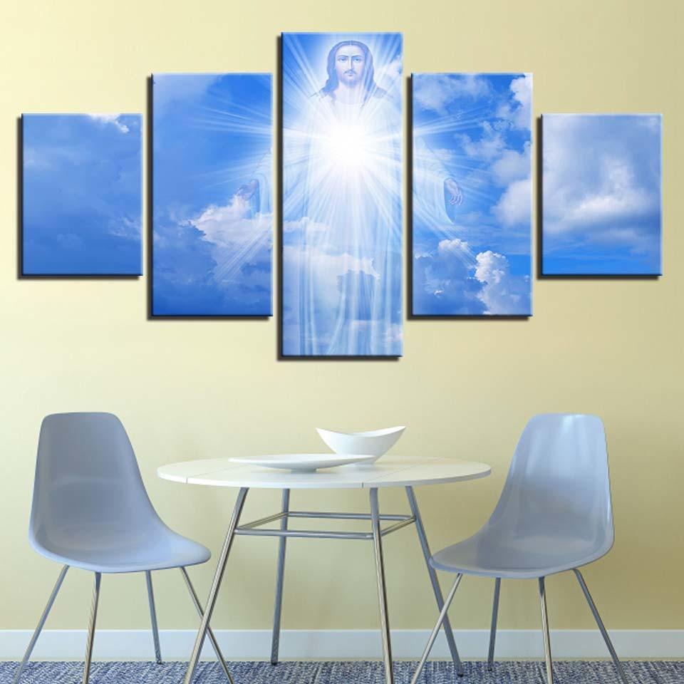 Jesus Is Coming 5 Piece HD Multi Panel Canvas Wall Art Frame-Original Frame