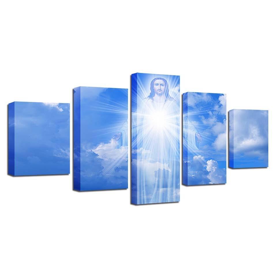 Jesus Is Coming 5 Piece HD Multi Panel Canvas Wall Art Frame-Original Frame