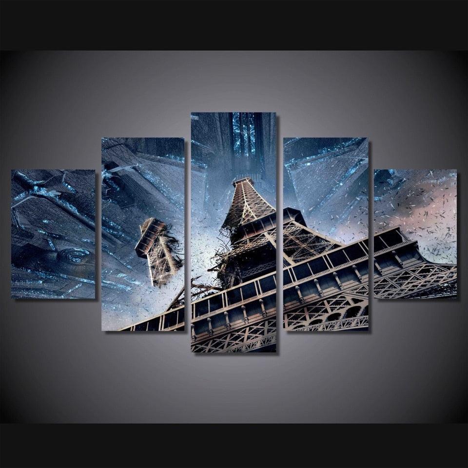 Paris Tower 5 Piece HD Multi Panel Canvas Wall Art Frame-Original Frame