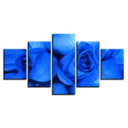 Blue Rose 5 Piece HD Multi Panel Canvas Wall Art Frame-Original Frame