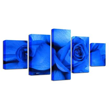 Blue Rose 5 Piece HD Multi Panel Canvas Wall Art Frame-Original Frame