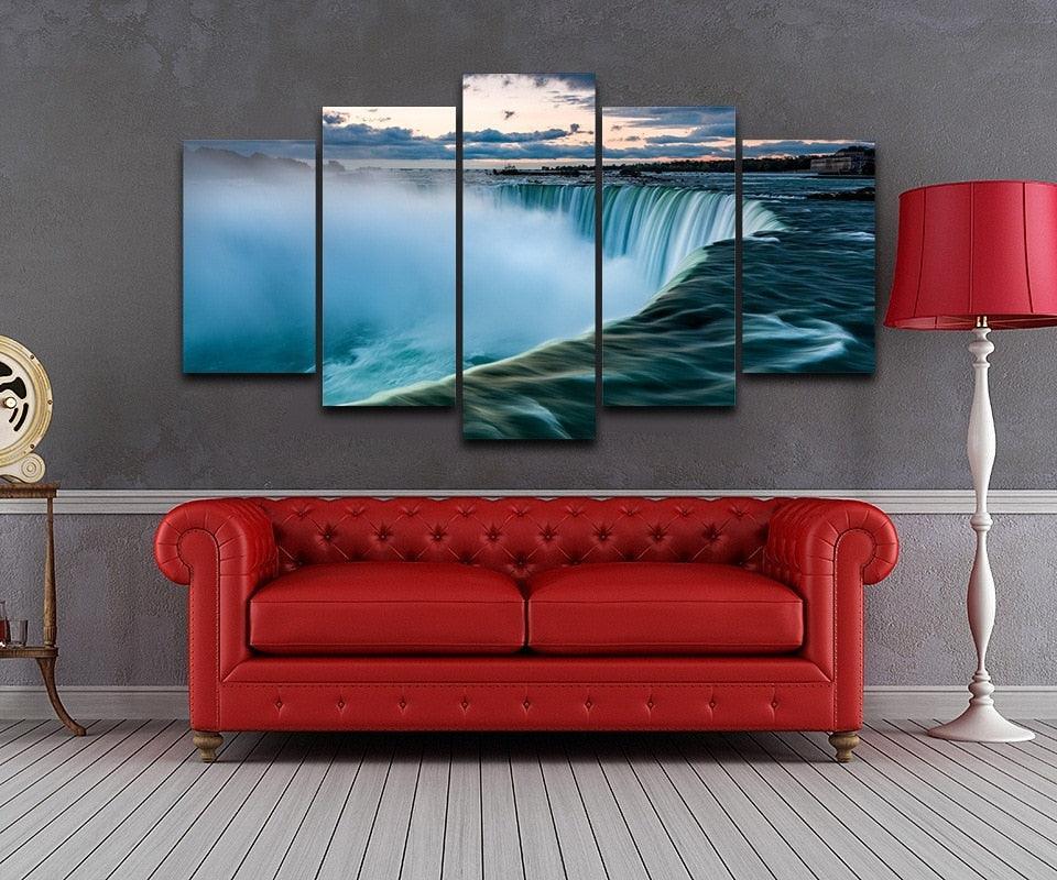 Niagara Falls at Sunrise 5 Piece HD Multi Panel Canvas Wall Art Frame-Original Frame