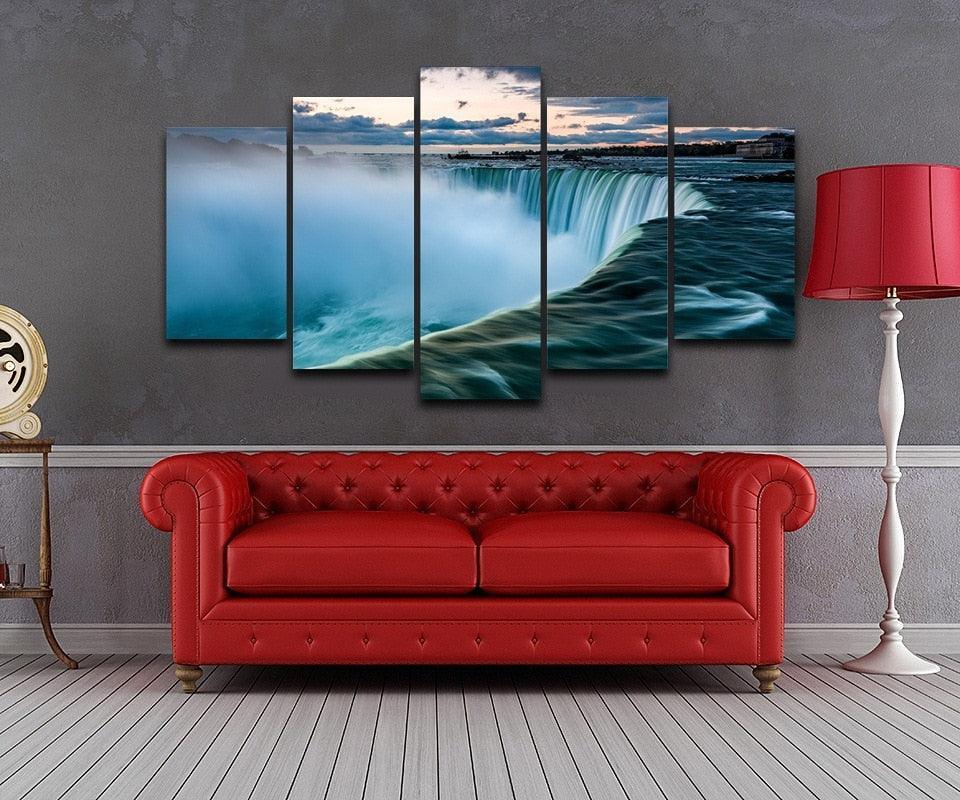 Niagara Falls at Sunrise 5 Piece HD Multi Panel Canvas Wall Art Frame-Original Frame