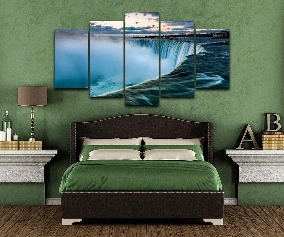 Niagara Falls at Sunrise 5 Piece HD Multi Panel Canvas Wall Art Frame-Original Frame