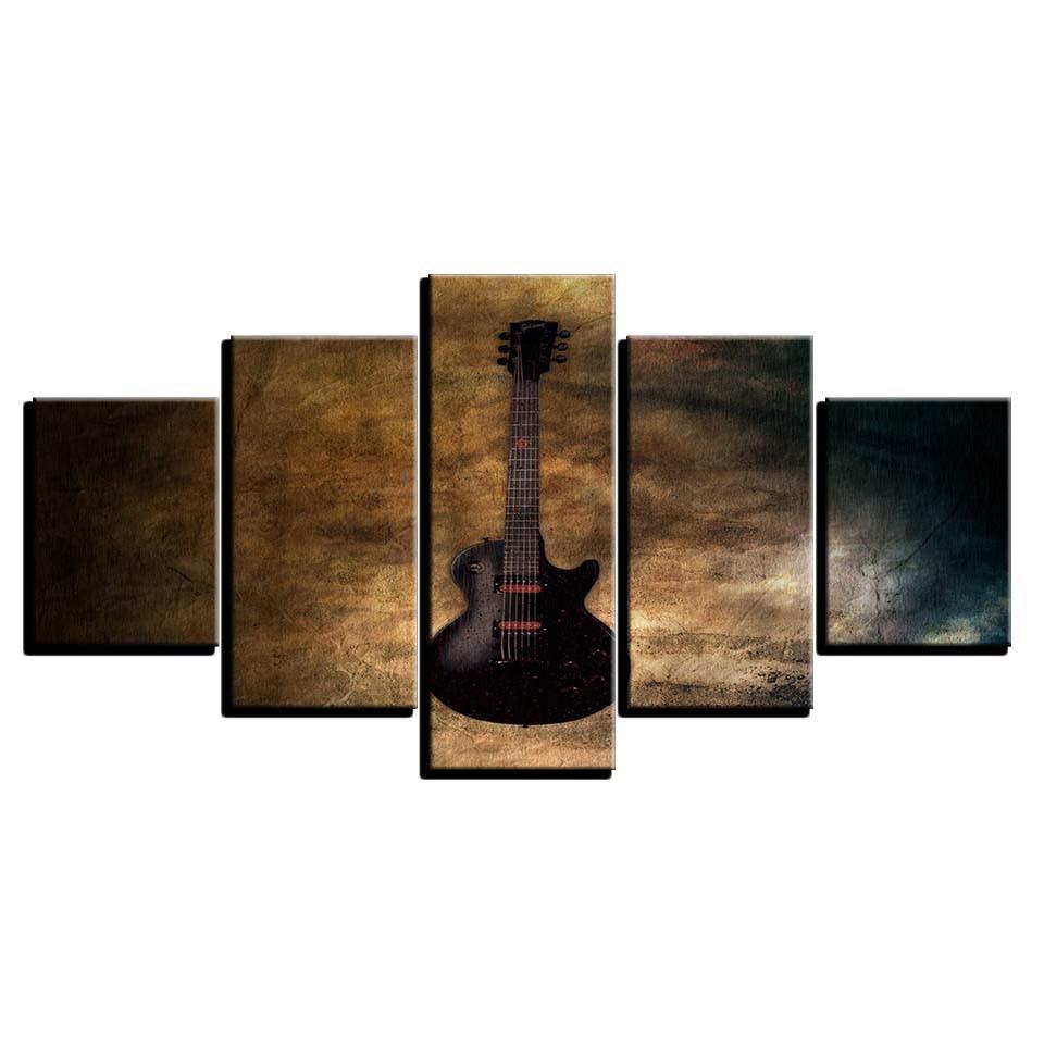 Guitar 5 Piece HD Multi Panel Canvas Wall Art-Original Frame