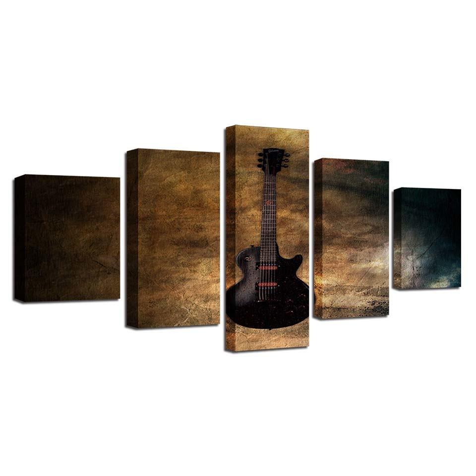 Guitar 5 Piece HD Multi Panel Canvas Wall Art-Original Frame