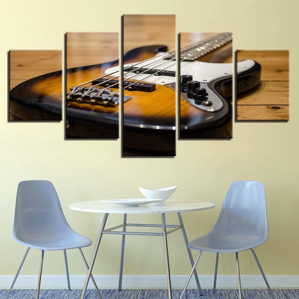Guitar Musical Instrument 5 Piece HD Multi Panel Canvas Wall Art-Original Frame