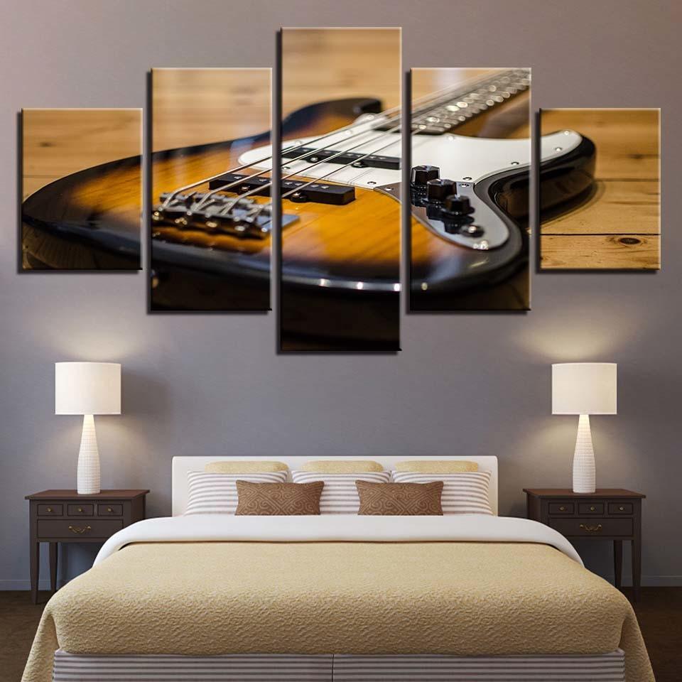 Guitar Musical Instrument 5 Piece HD Multi Panel Canvas Wall Art-Original Frame