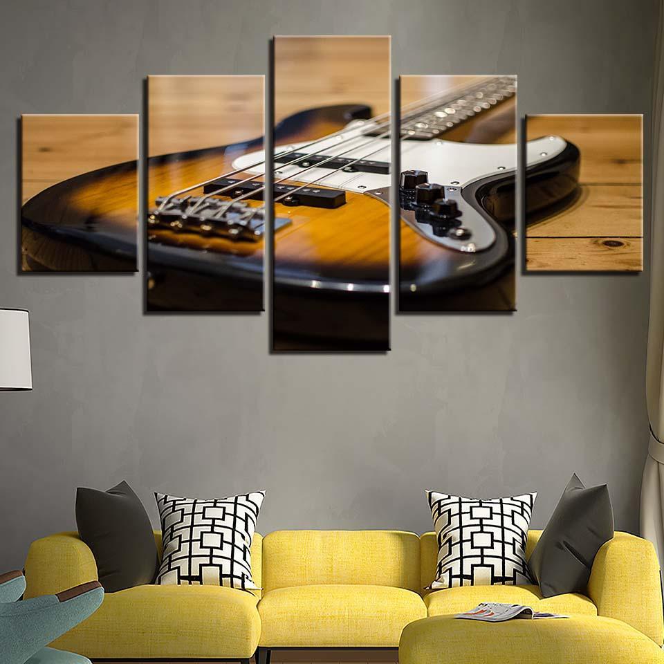 Guitar Musical Instrument 5 Piece HD Multi Panel Canvas Wall Art-Original Frame