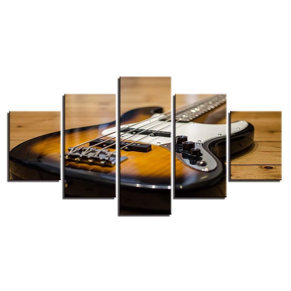 Guitar Musical Instrument 5 Piece HD Multi Panel Canvas Wall Art-Original Frame