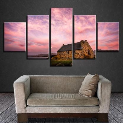 Classical Sunset Glow 5 Piece HD Multi Panel Canvas Wall Art Frame-Original Frame