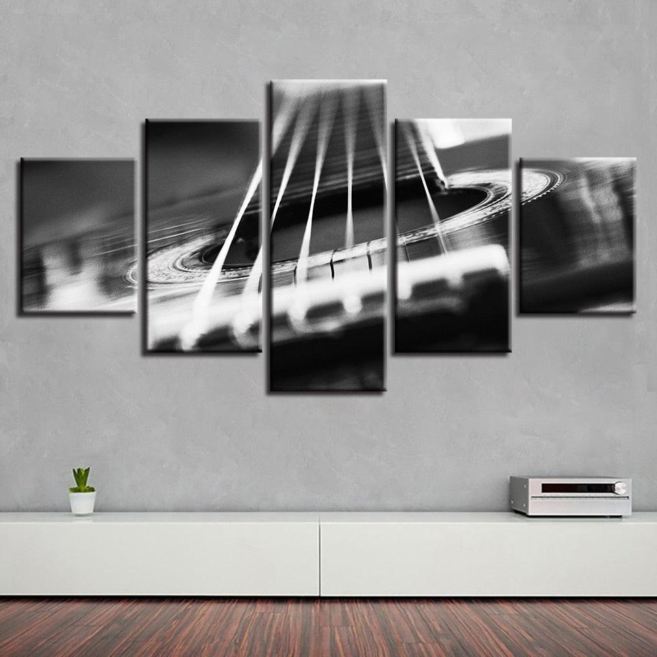 Guitar Abstract Strings 5 Piece HD Multi Panel Canvas Wall Art-Original Frame