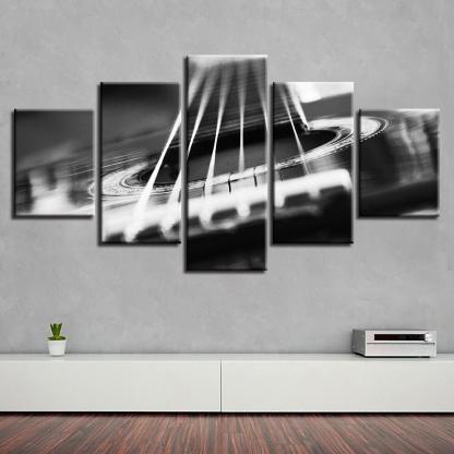 Guitar Abstract Strings 5 Piece HD Multi Panel Canvas Wall Art-Original Frame