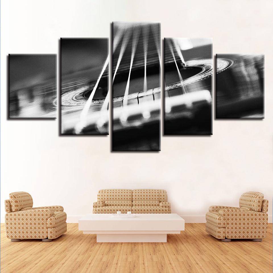Guitar Abstract Strings 5 Piece HD Multi Panel Canvas Wall Art-Original Frame
