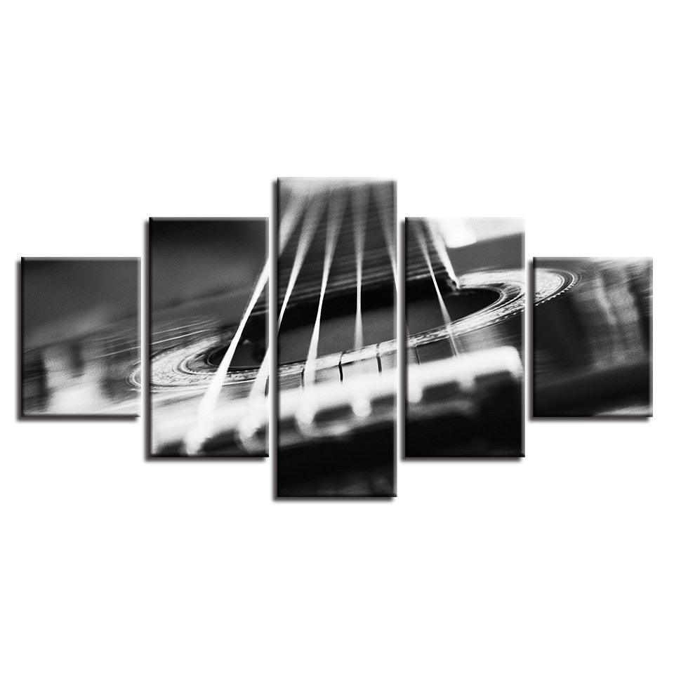 Guitar Abstract Strings 5 Piece HD Multi Panel Canvas Wall Art-Original Frame