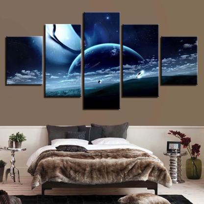 Lunar Landscape 5 Piece HD Multi Panel Canvas Wall Art Frame-Original Frame