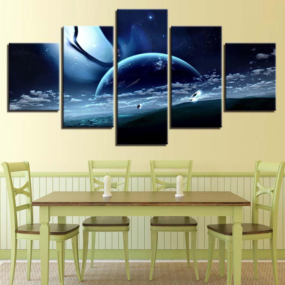 Lunar Landscape 5 Piece HD Multi Panel Canvas Wall Art Frame-Original Frame