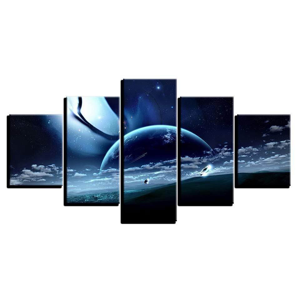 Lunar Landscape 5 Piece HD Multi Panel Canvas Wall Art Frame-Original Frame