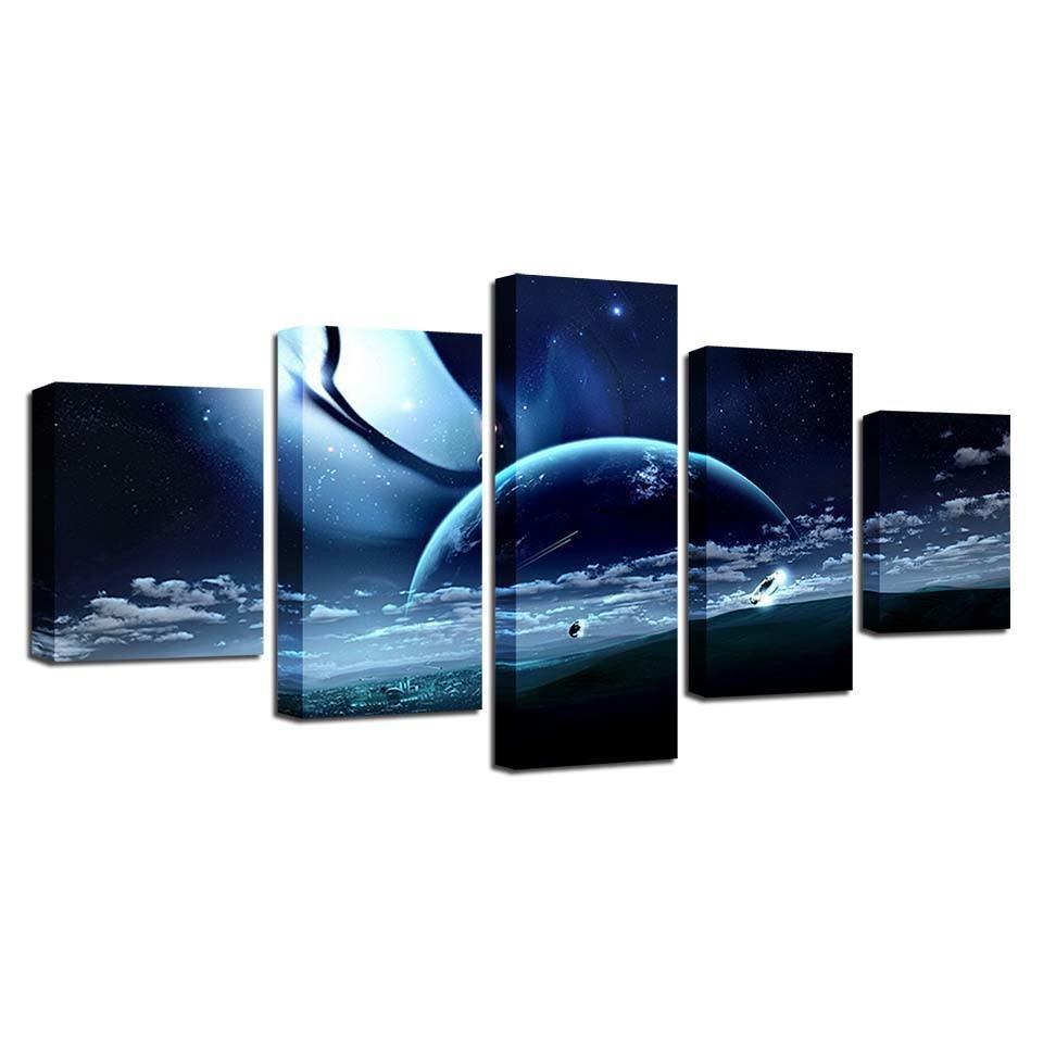 Lunar Landscape 5 Piece HD Multi Panel Canvas Wall Art Frame-Original Frame