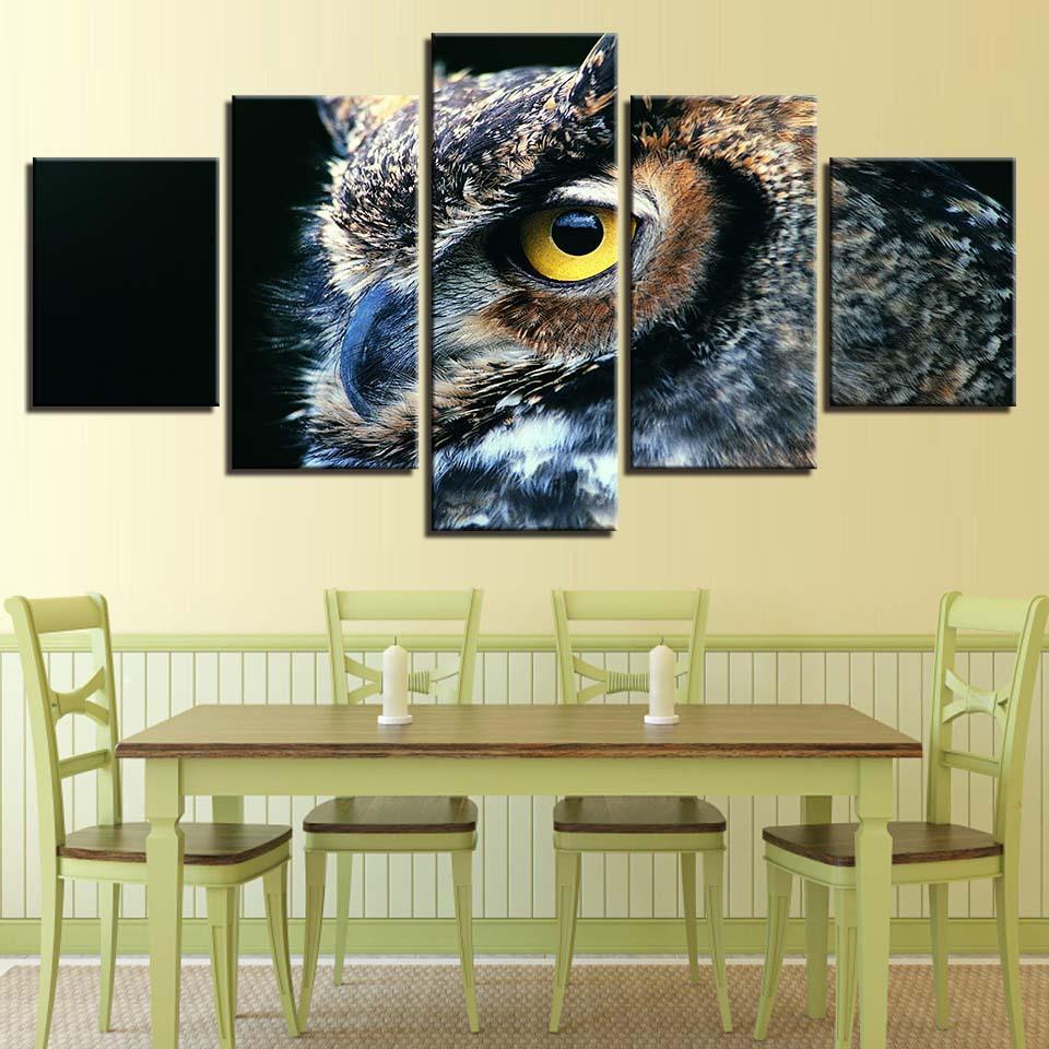 Nocturnal Owl 5 Piece HD Multi Panel Canvas Wall Art Frame-Original Frame