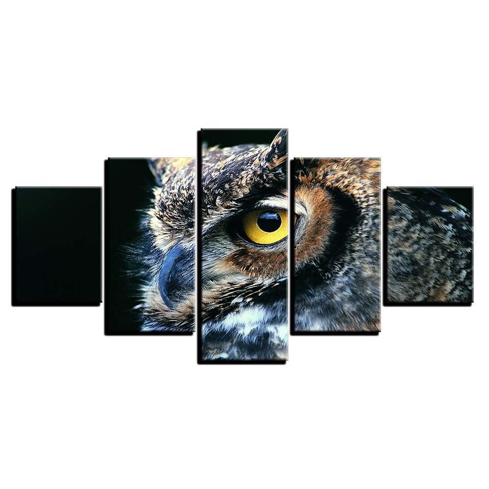 Nocturnal Owl 5 Piece HD Multi Panel Canvas Wall Art Frame-Original Frame