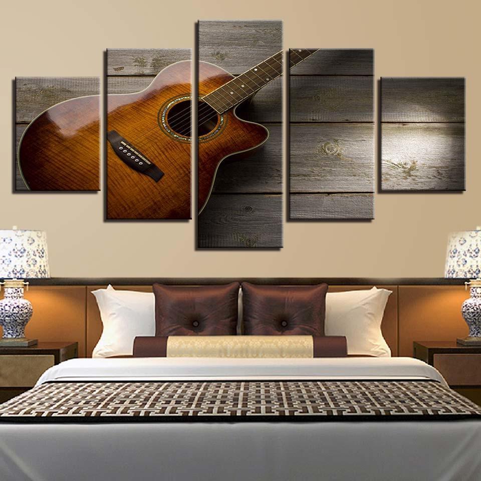 Classical Guitar 5 Piece HD Multi Panel Canvas Wall Art Frame-Original Frame