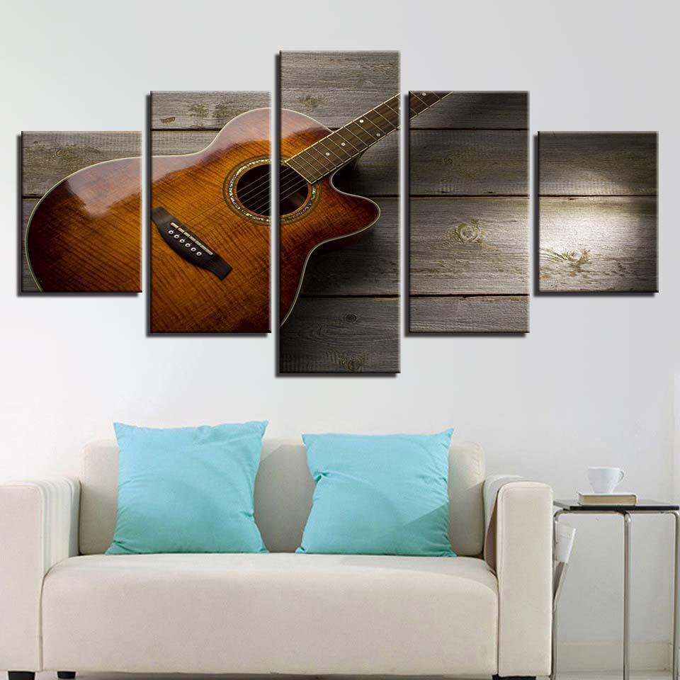 Classical Guitar 5 Piece HD Multi Panel Canvas Wall Art Frame-Original Frame