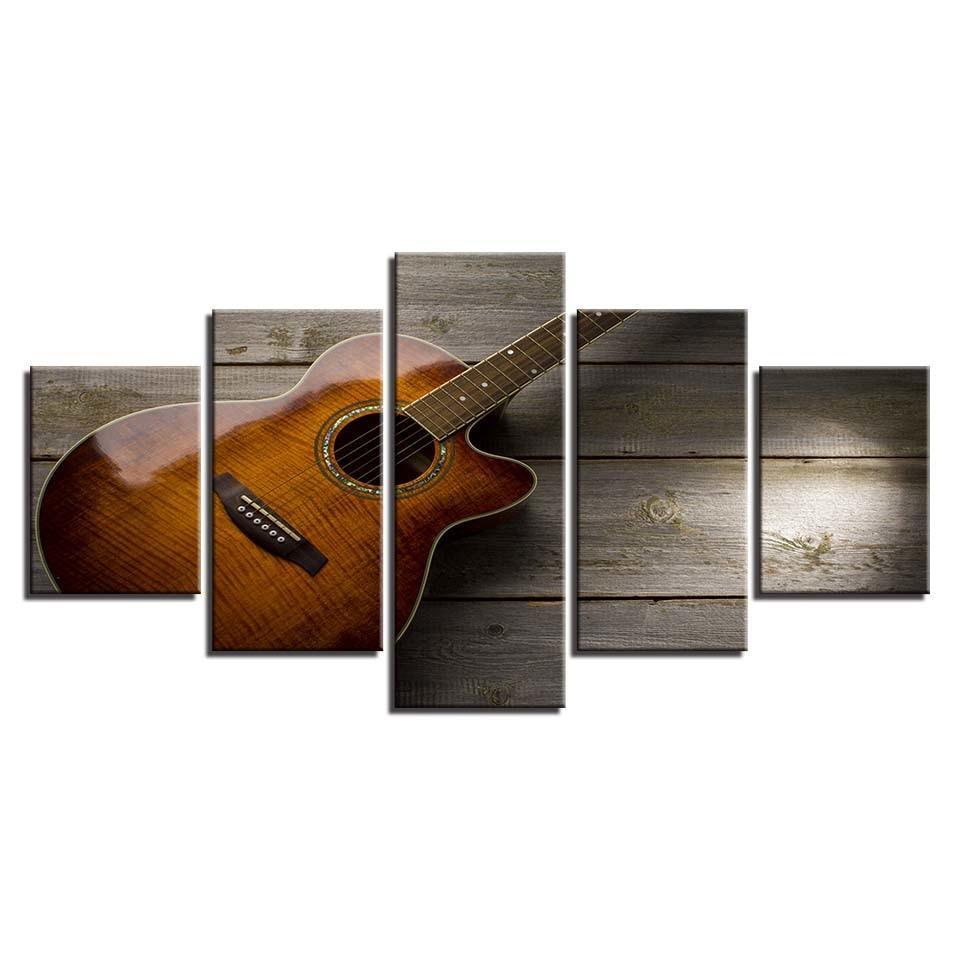 Classical Guitar 5 Piece HD Multi Panel Canvas Wall Art Frame-Original Frame