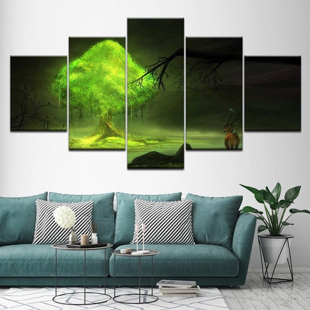 Tree 5 Piece HD Multi Panel Canvas Wall Art-Original Frame