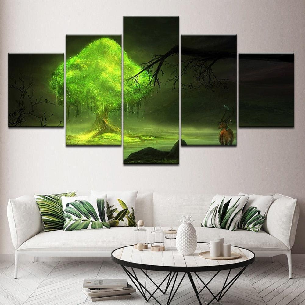 Tree 5 Piece HD Multi Panel Canvas Wall Art-Original Frame